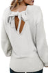 Drop Shoulder Back Cut-Out Sweater With Tie